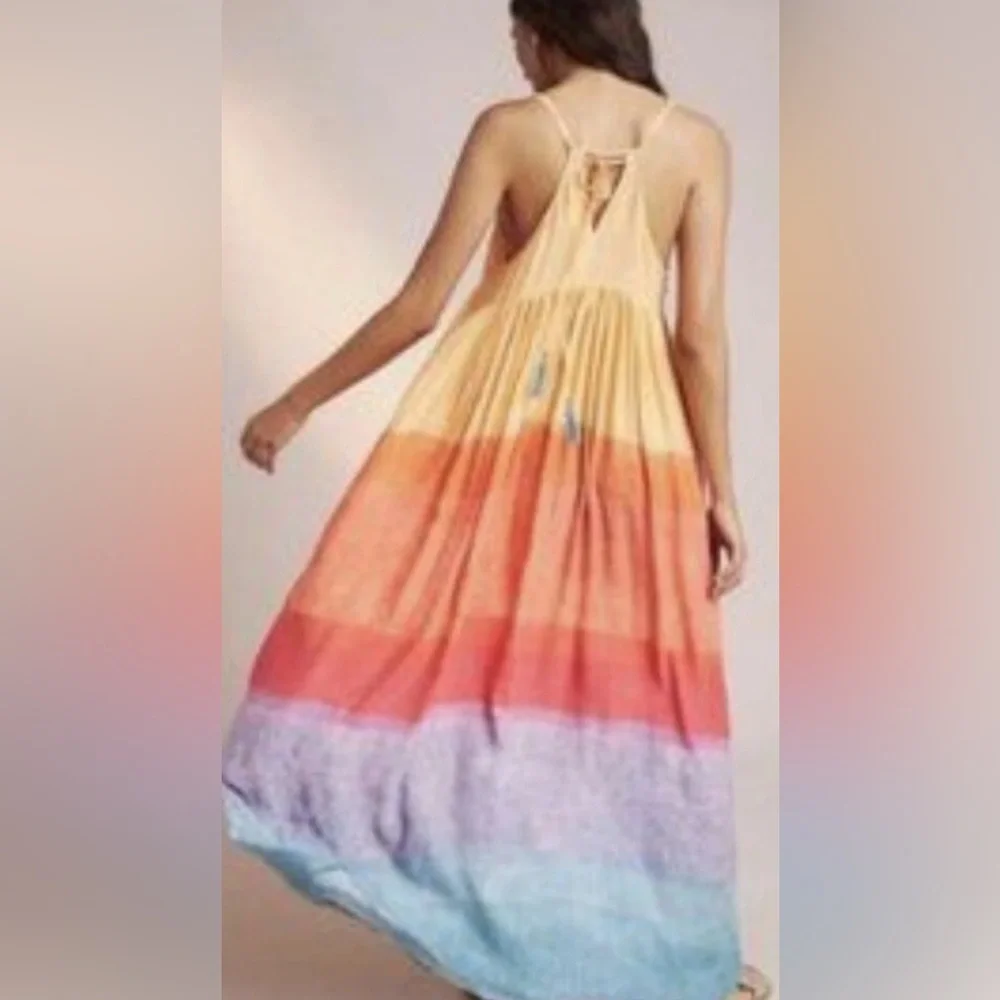 EUC Anthropologie Carla Weeks Setting Sun Maxi Dress Medium - Picture 2 of 13